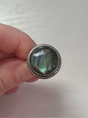 Labradorite Silver plated brass ring